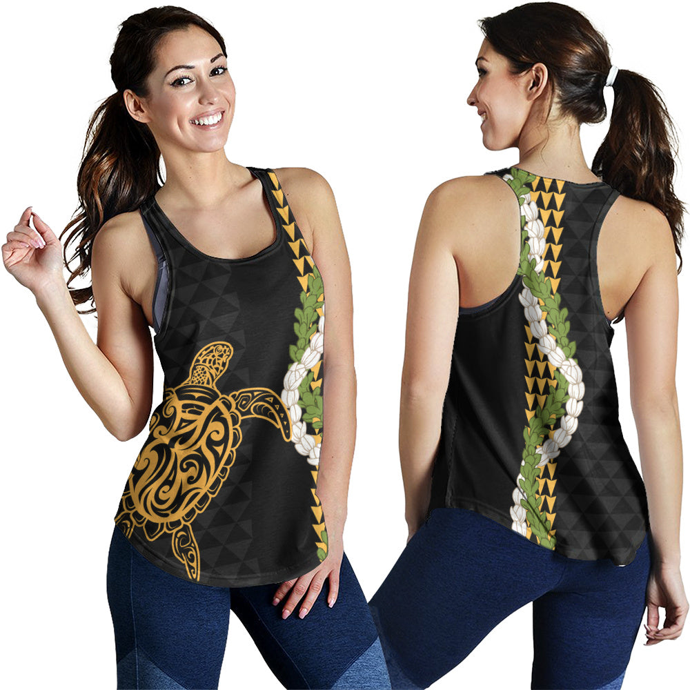 Hawaii Women Tank Turtle Puakenikeni Maile Flower Lei