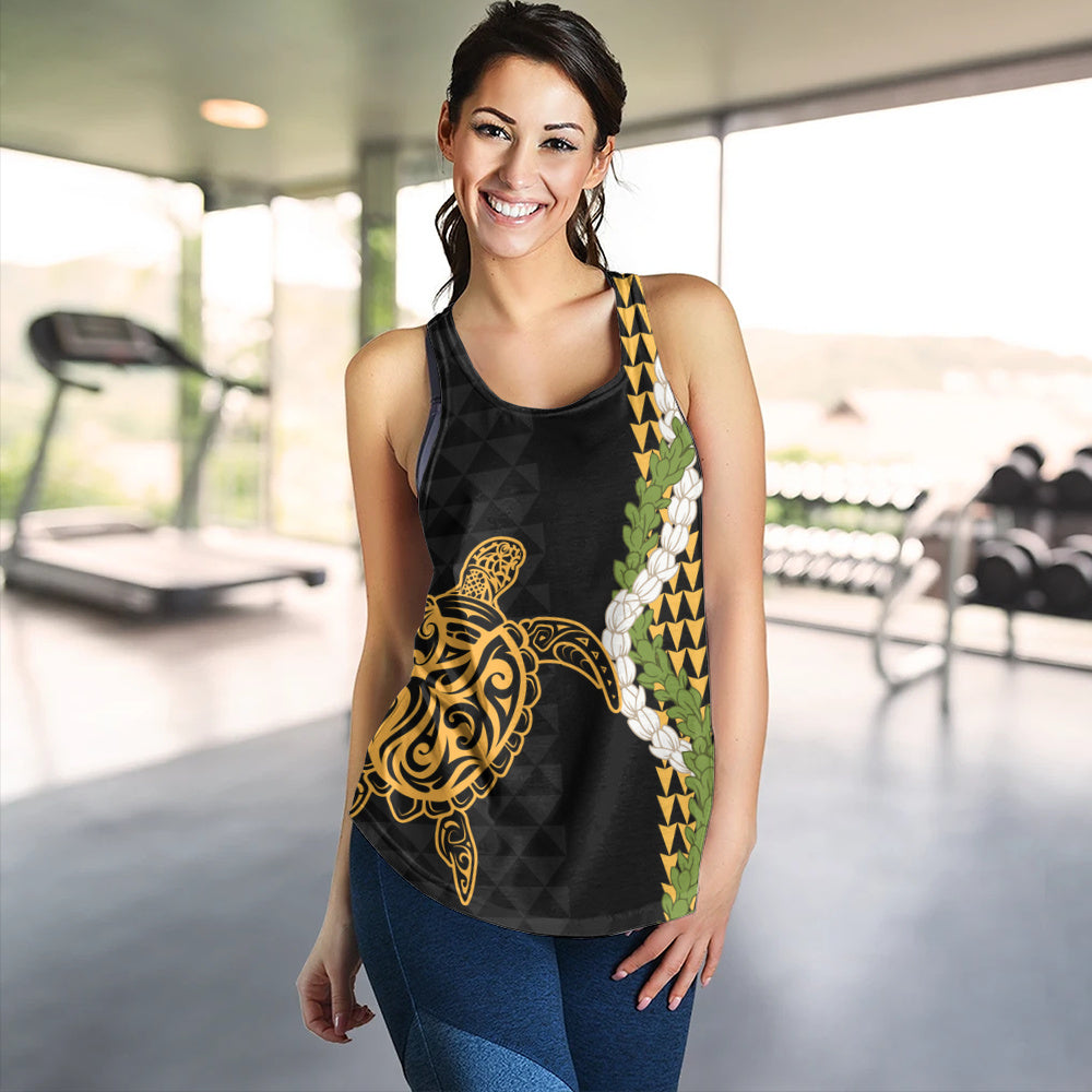 Hawaii Women Tank Turtle Puakenikeni Maile Flower Lei