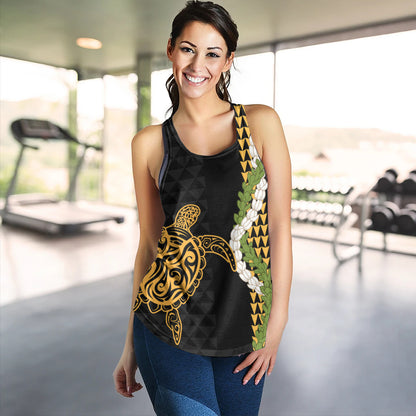Hawaii Women Tank Turtle Puakenikeni Maile Flower Lei