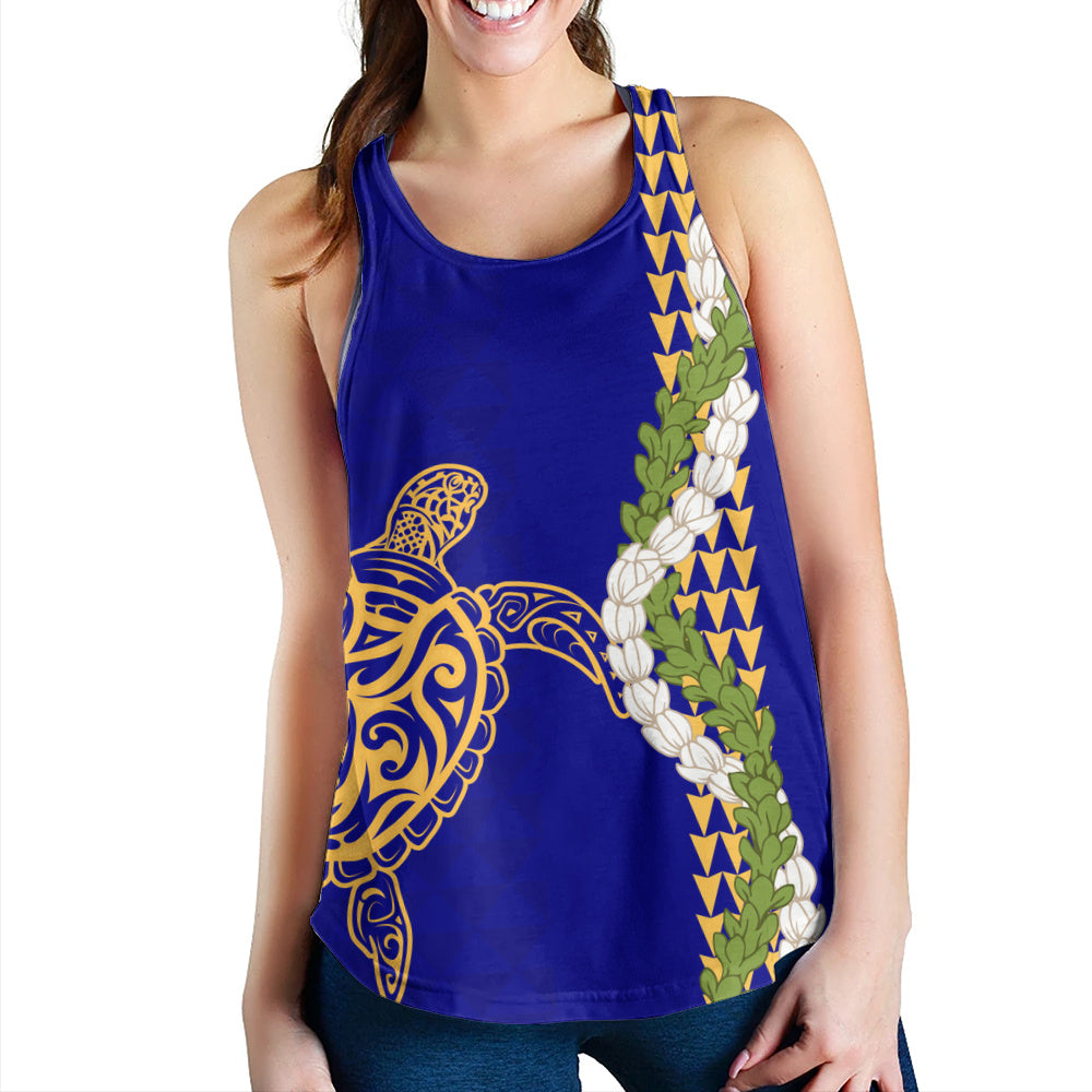 Hawaii Women Tank Turtle Puakenikeni Maile Flower Lei