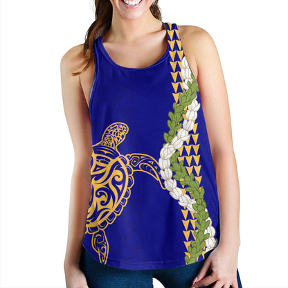 Hawaii Women Tank Turtle Puakenikeni Maile Flower Lei