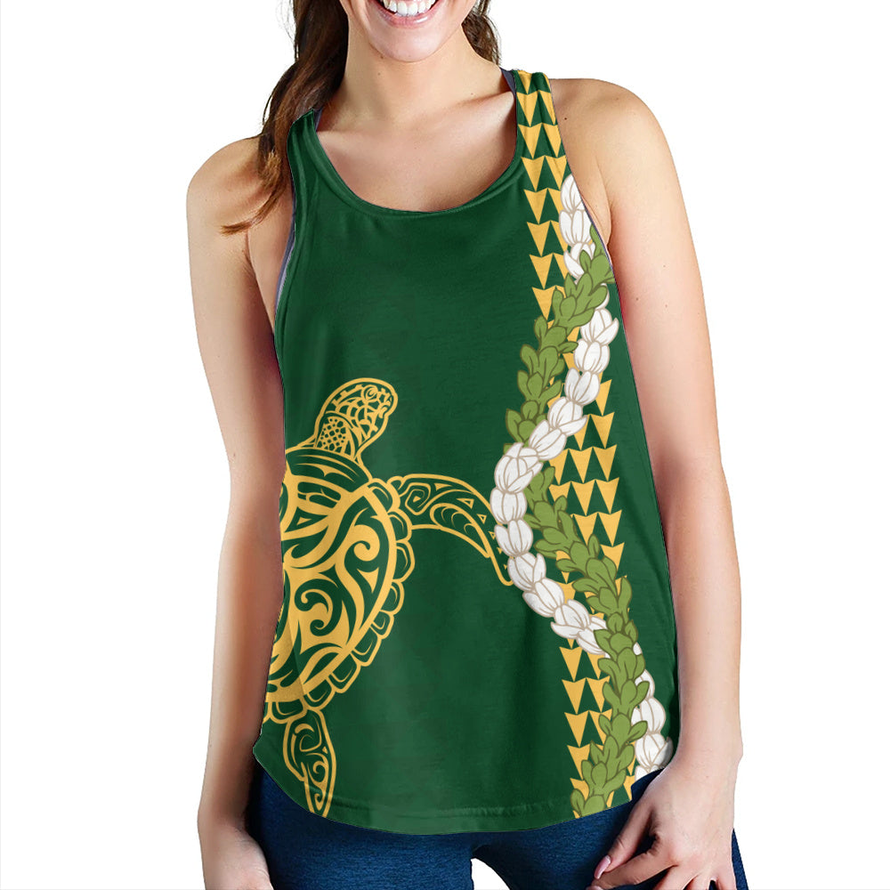 Hawaii Women Tank Turtle Puakenikeni Maile Flower Lei