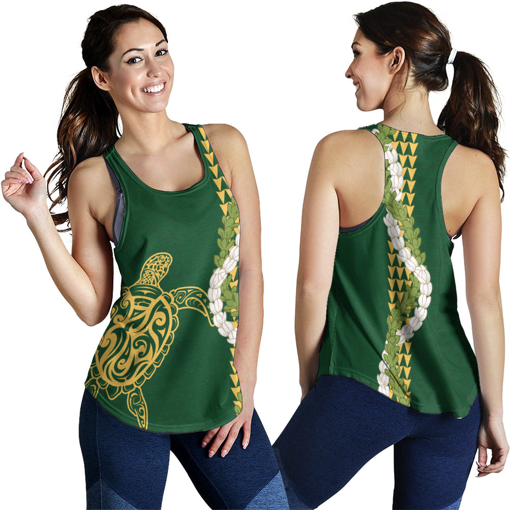 Hawaii Women Tank Turtle Puakenikeni Maile Flower Lei