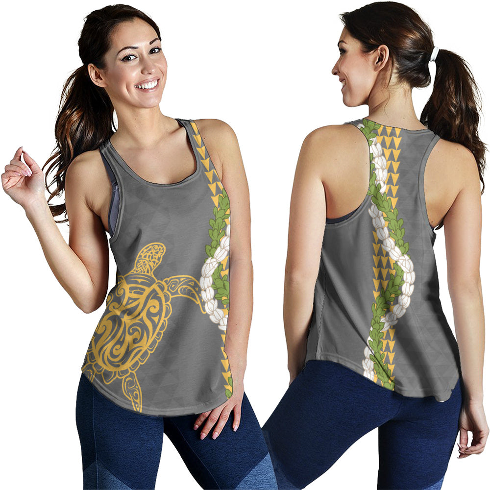 Hawaii Women Tank Turtle Puakenikeni Maile Flower Lei