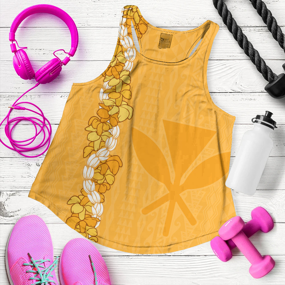 Hawaii Women Tank Flower Lei Kanaka Maoli Polynesia Island Style