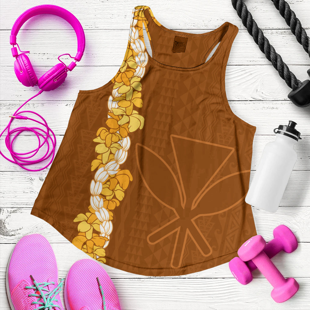 Hawaii Women Tank Flower Lei Kanaka Maoli Polynesia Island Style