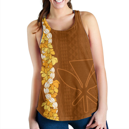Hawaii Women Tank Flower Lei Kanaka Maoli Polynesia Island Style