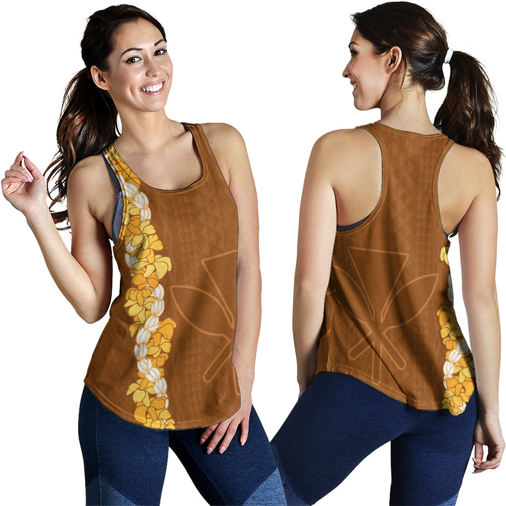 Hawaii Women Tank Flower Lei Kanaka Maoli Polynesia Island Style