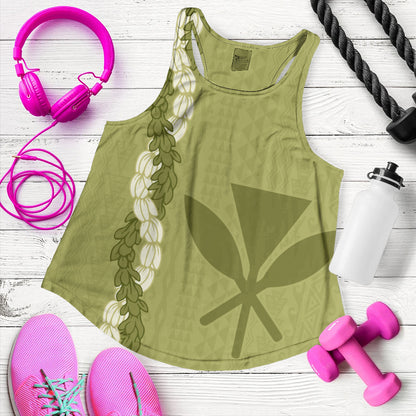 Hawaii Women Tank Flower Lei Kanaka Maoli Polynesia Island Style
