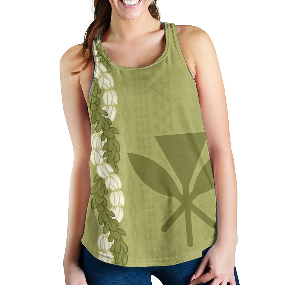 Hawaii Women Tank Flower Lei Kanaka Maoli Polynesia Island Style