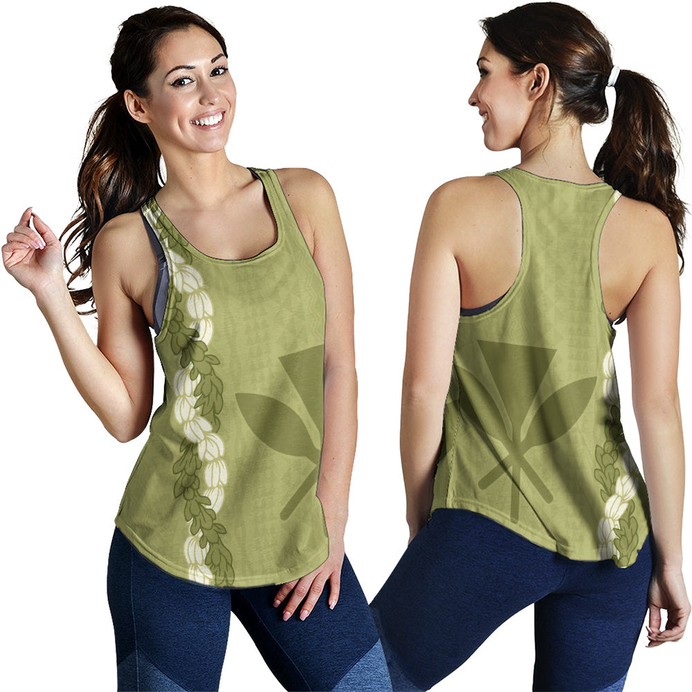 Hawaii Women Tank Flower Lei Kanaka Maoli Polynesia Island Style