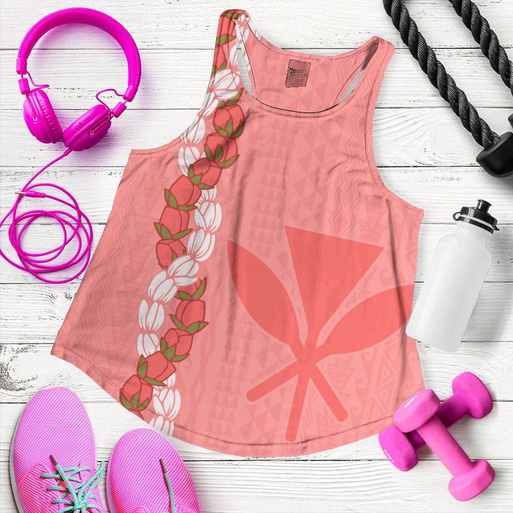 Hawaii Women Tank Flower Lei Kanaka Maoli Polynesia Island Style