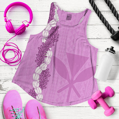Hawaii Women Tank Flower Lei Kanaka Maoli Polynesia Island Style