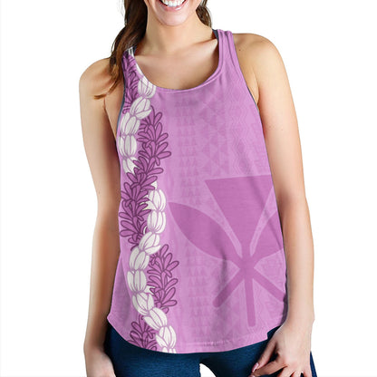Hawaii Women Tank Flower Lei Kanaka Maoli Polynesia Island Style
