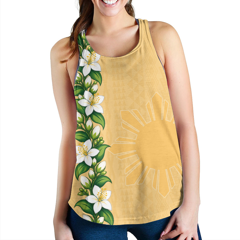 Philippines Filipinos Women Tank Sampaguita Flower Tribal Polynesian Sun Island Style