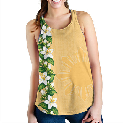 Philippines Filipinos Women Tank Sampaguita Flower Tribal Polynesian Sun Island Style