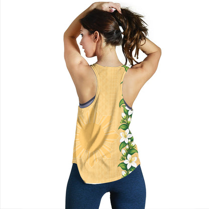 Philippines Filipinos Women Tank Sampaguita Flower Tribal Polynesian Sun Island Style