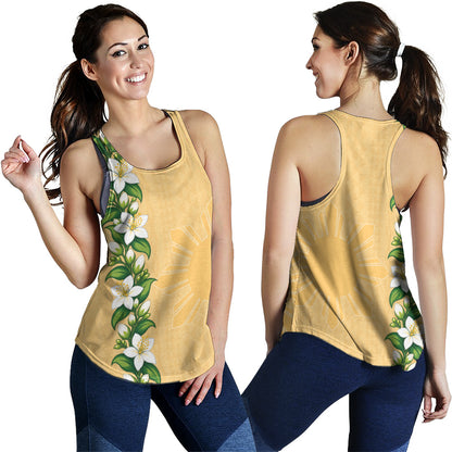Philippines Filipinos Women Tank Sampaguita Flower Tribal Polynesian Sun Island Style