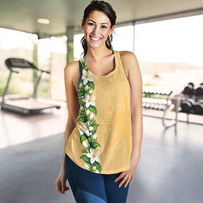 Philippines Filipinos Women Tank Sampaguita Flower Tribal Polynesian Sun Island Style