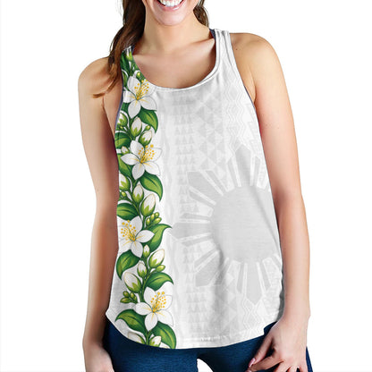 Philippines Filipinos Women Tank Sampaguita Flower Tribal Polynesian Sun Island Style