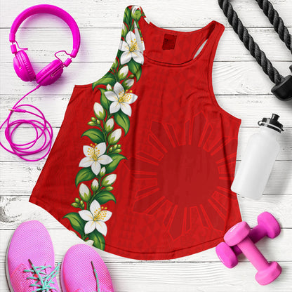 Philippines Filipinos Women Tank Sampaguita Flower Tribal Polynesian Sun Island Style