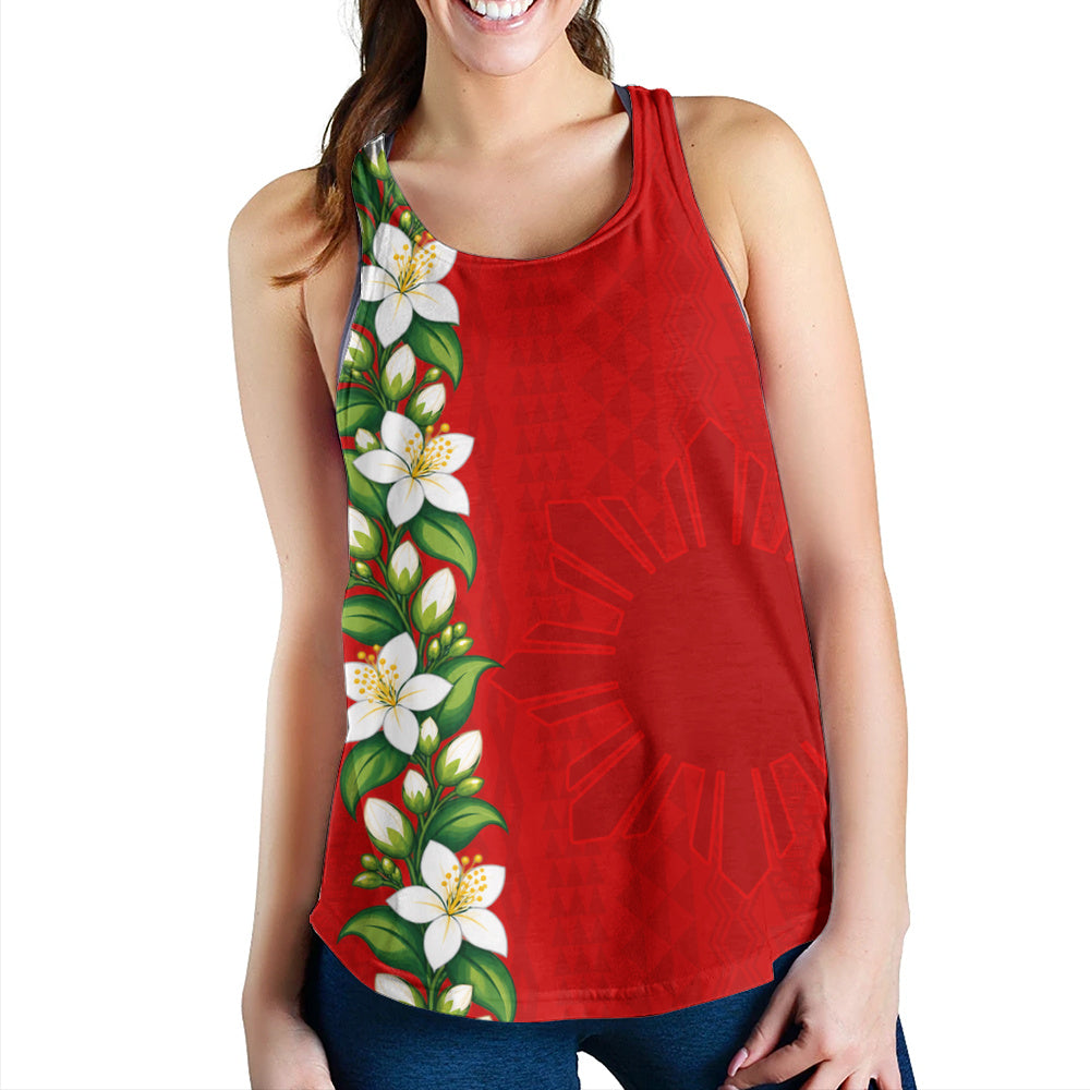 Philippines Filipinos Women Tank Sampaguita Flower Tribal Polynesian Sun Island Style
