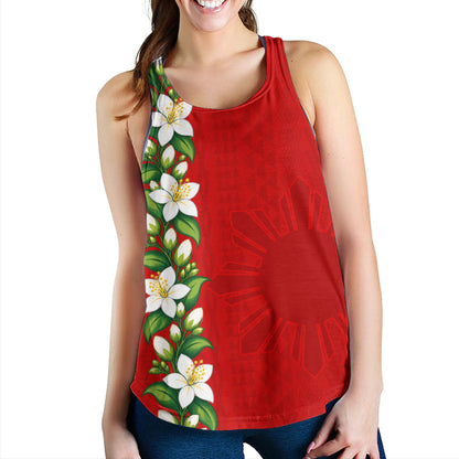 Philippines Filipinos Women Tank Sampaguita Flower Tribal Polynesian Sun Island Style
