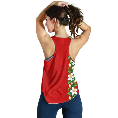 Philippines Filipinos Women Tank Sampaguita Flower Tribal Polynesian Sun Island Style