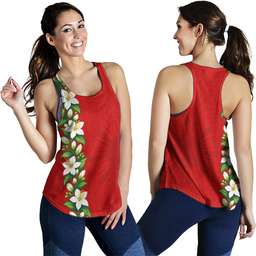 Philippines Filipinos Women Tank Sampaguita Flower Tribal Polynesian Sun Island Style