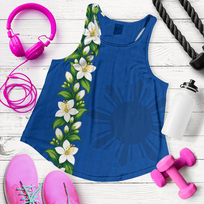 Philippines Filipinos Women Tank Sampaguita Flower Tribal Polynesian Sun Island Style