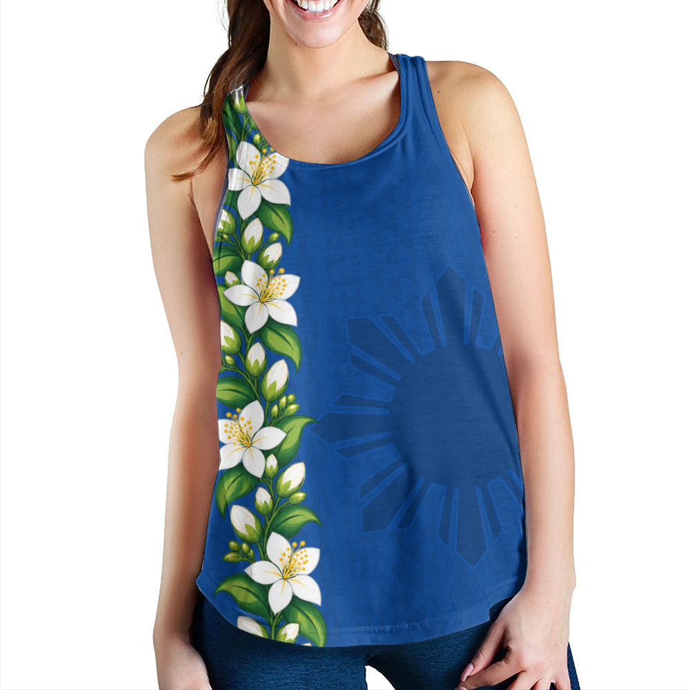 Philippines Filipinos Women Tank Sampaguita Flower Tribal Polynesian Sun Island Style