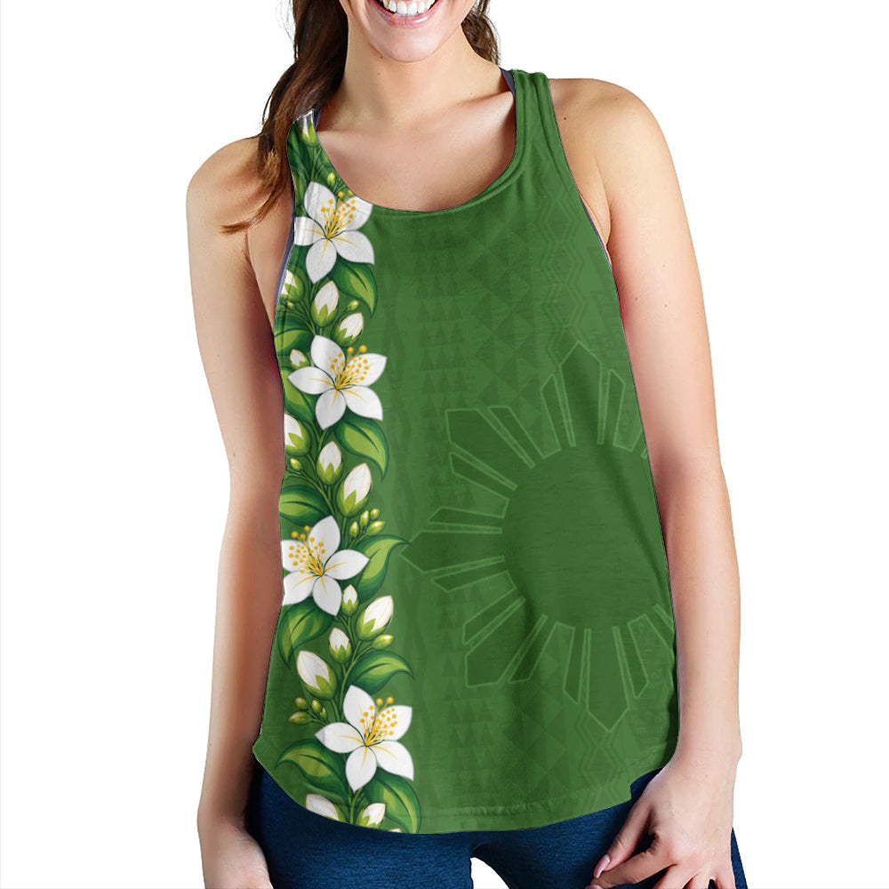 Philippines Filipinos Women Tank Sampaguita Flower Tribal Polynesian Sun Island Style