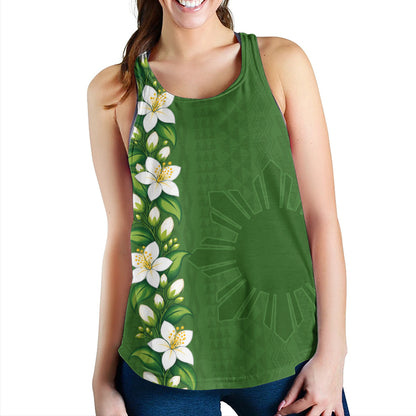 Philippines Filipinos Women Tank Sampaguita Flower Tribal Polynesian Sun Island Style