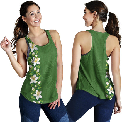 Philippines Filipinos Women Tank Sampaguita Flower Tribal Polynesian Sun Island Style