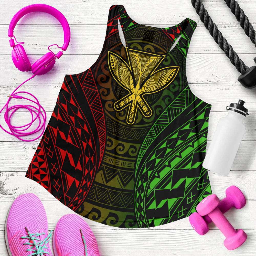 Hawaii Women Tank Kanaka Maoli Flag Tribal Tattoo Pattern