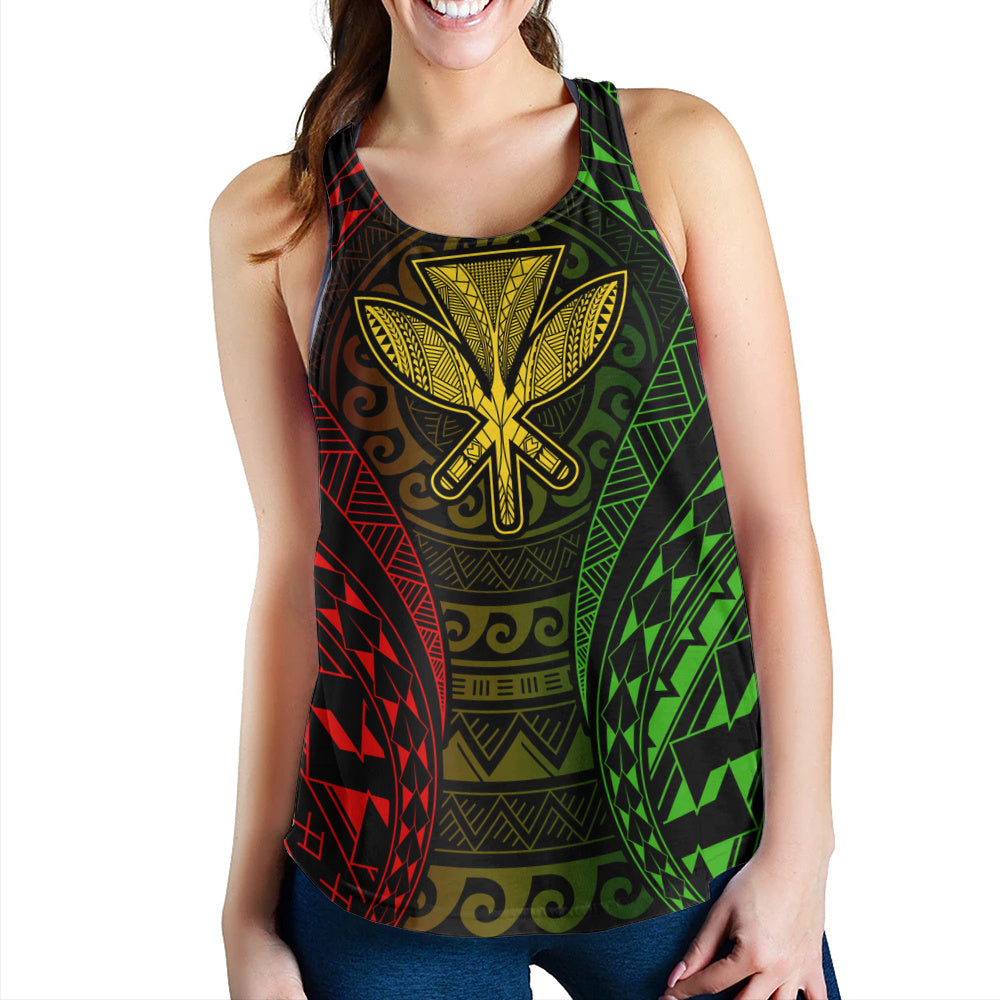 Hawaii Women Tank Kanaka Maoli Flag Tribal Tattoo Pattern