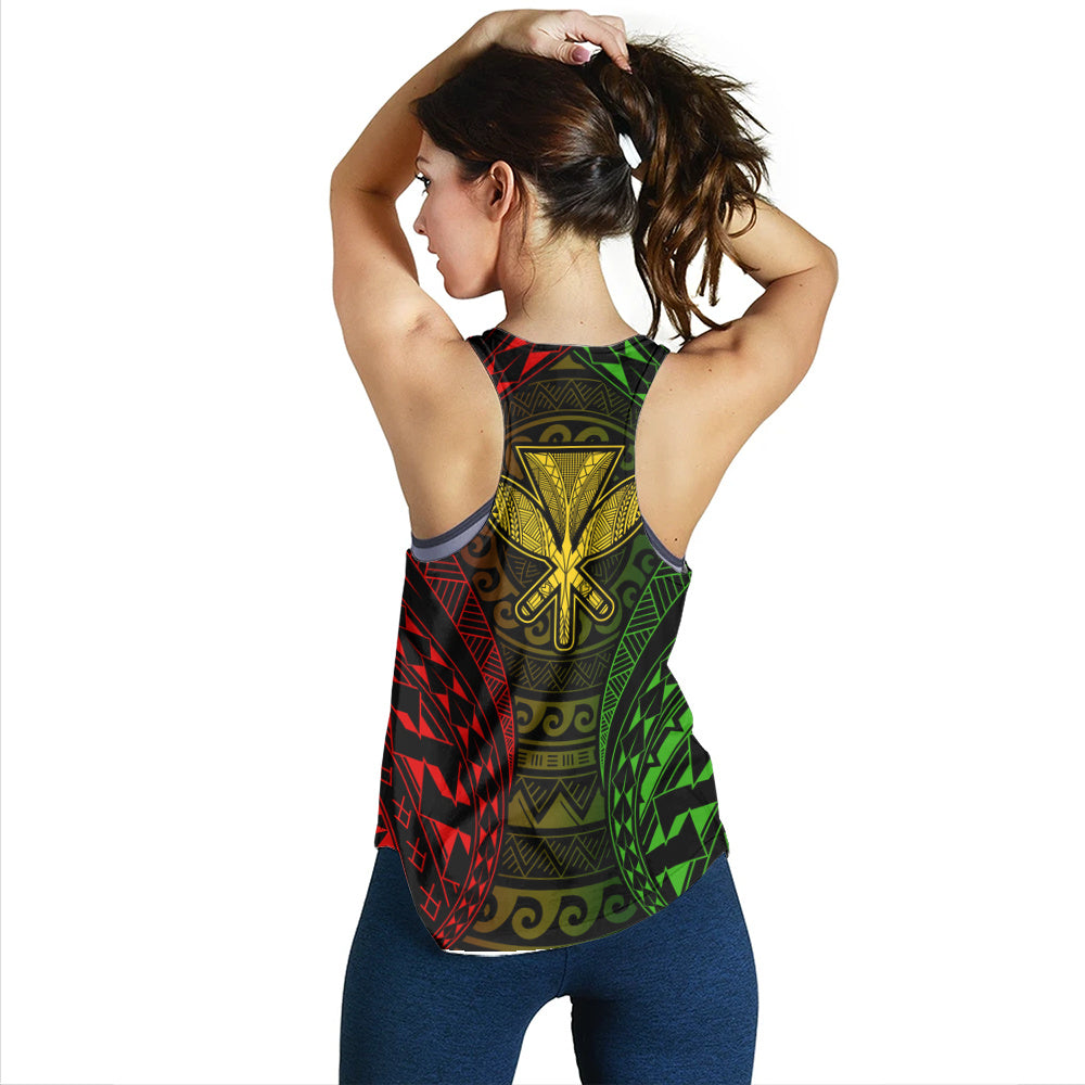 Hawaii Women Tank Kanaka Maoli Flag Tribal Tattoo Pattern