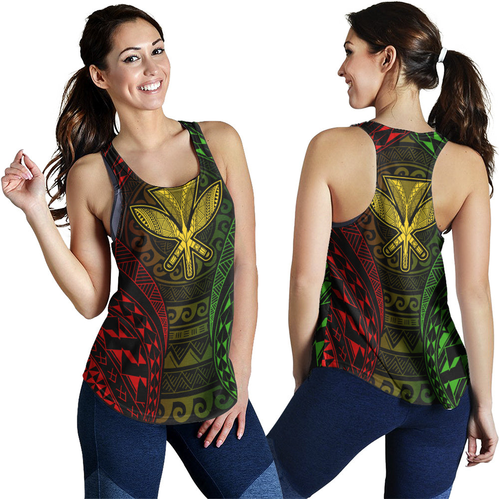 Hawaii Women Tank Kanaka Maoli Flag Tribal Tattoo Pattern
