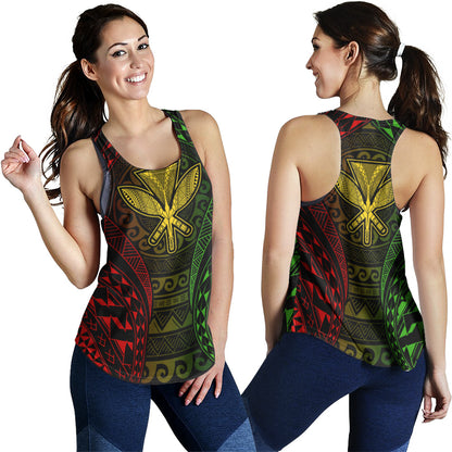 Hawaii Women Tank Kanaka Maoli Flag Tribal Tattoo Pattern
