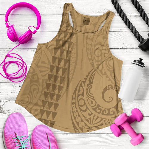 Hawaii Women Tank Only Polynesian Kakau Style Golden