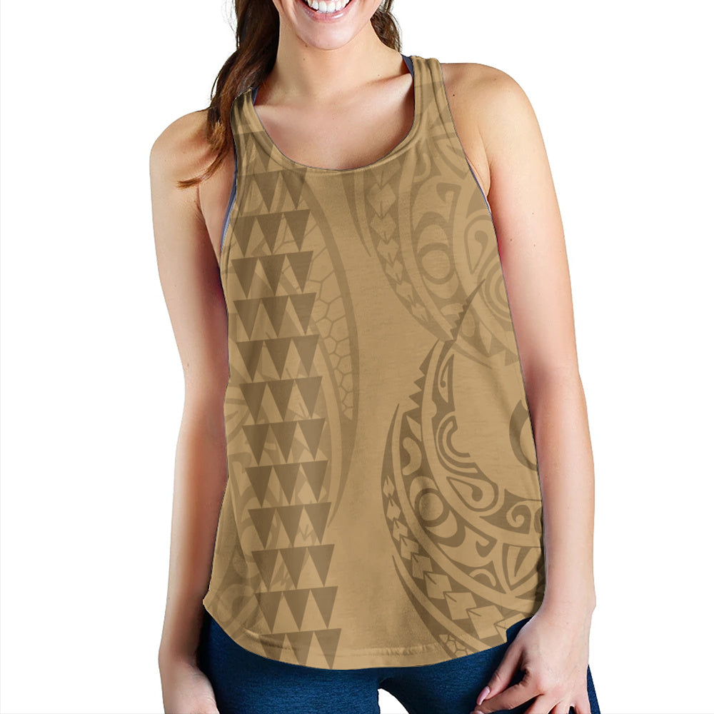 Hawaii Women Tank Only Polynesian Kakau Style Golden