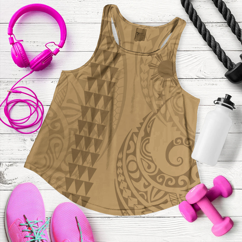 Philippines Filipinos Women Tank Kakau Style Golden