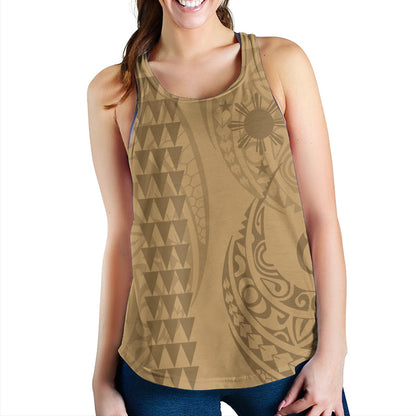 Philippines Filipinos Women Tank Kakau Style Golden