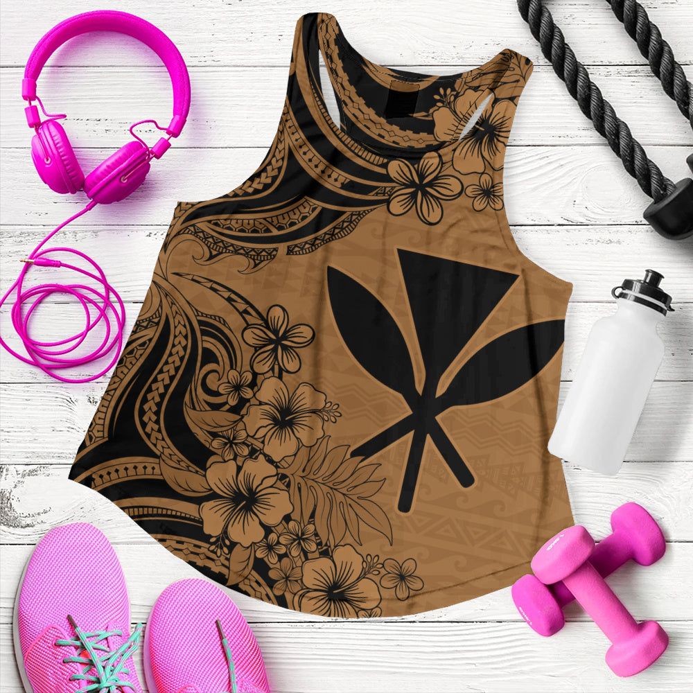 Hawaii Women Tank Kanaka Maoli Hibiscus Polynesian Tribal Print Style