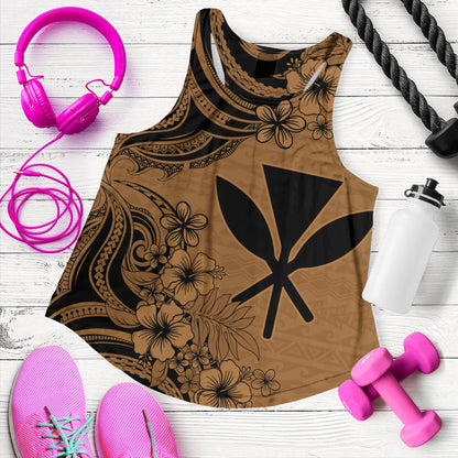Hawaii Women Tank Kanaka Maoli Hibiscus Polynesian Tribal Print Style