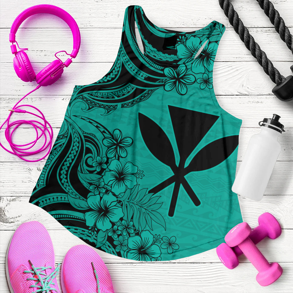 Hawaii Women Tank Kanaka Maoli Hibiscus Polynesian Tribal Print Style