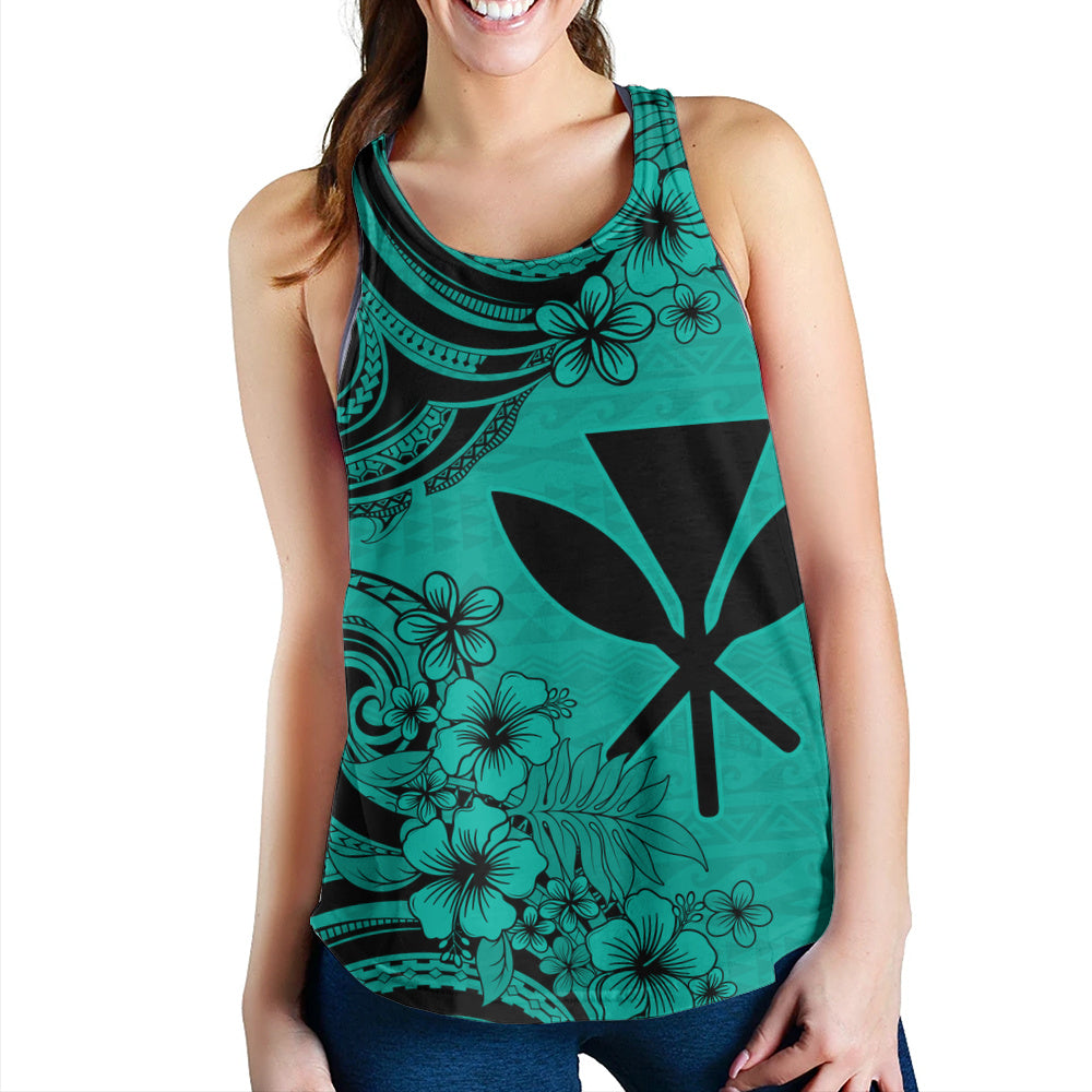 Hawaii Women Tank Kanaka Maoli Hibiscus Polynesian Tribal Print Style