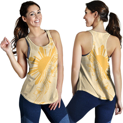 Philippines Filipinos Women Tank Sun and Sampaguita Flower Tribal Pattern