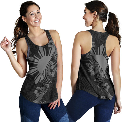 Philippines Filipinos Women Tank Sun and Sampaguita Flower Tribal Pattern