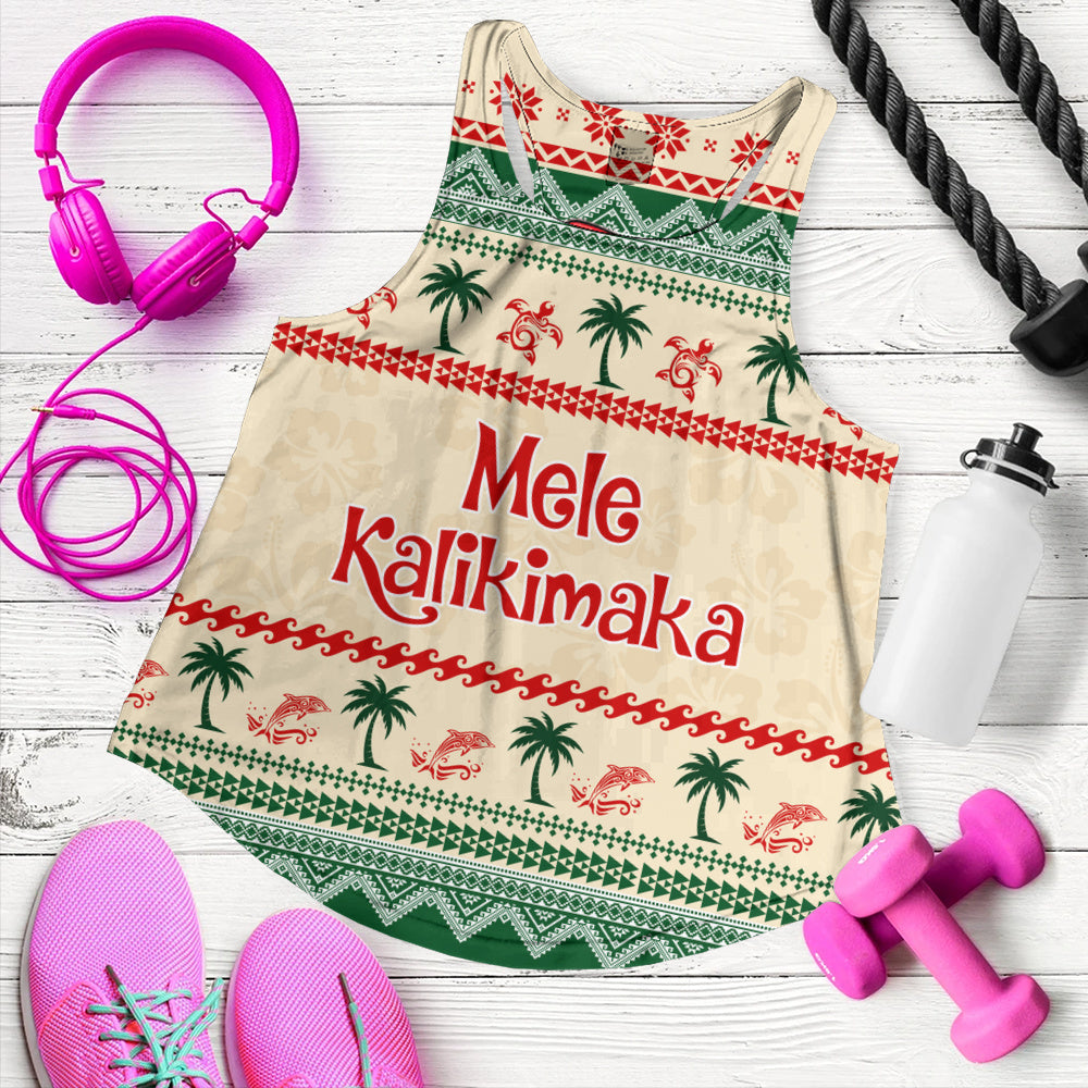 Hawaii Women Tank Mele Kalikimaka King Kamehameha Santa Polynesian Tribal Heritage